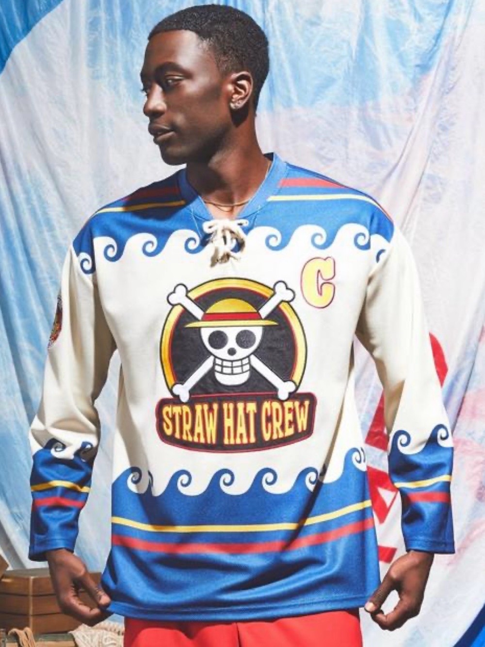 One Piece Straw Hat Crew Hockey Jersey Luffy 56 BoxLunch Exclusive